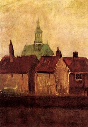 Винсент Виллем Ван Гог ранние работы. Старые дома и новая церковь в Гааге 1882г 